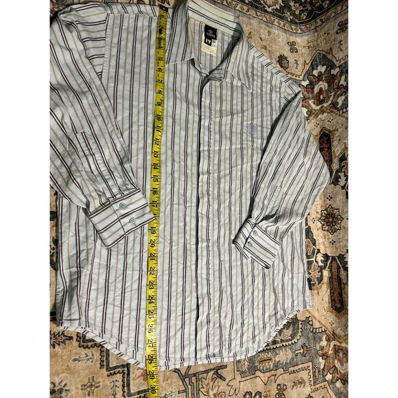 Vintage Versace Button Down Collar Shirt 90s Designer pin stripe Top Blouse y2k - Picture 9 of 15